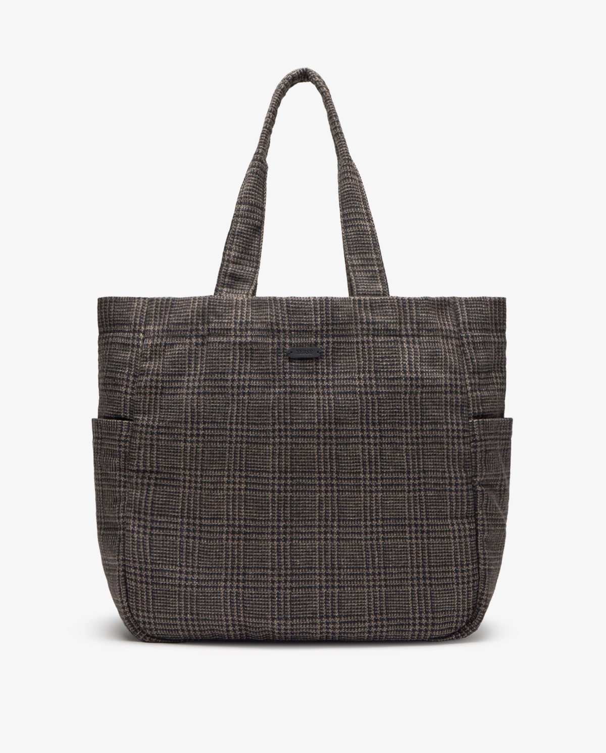 Bolso shopper de cuadros antracita
