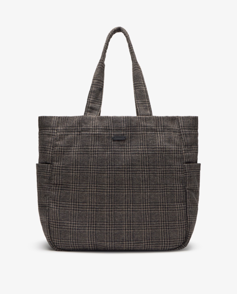 Bolso shopper de cuadros antracita