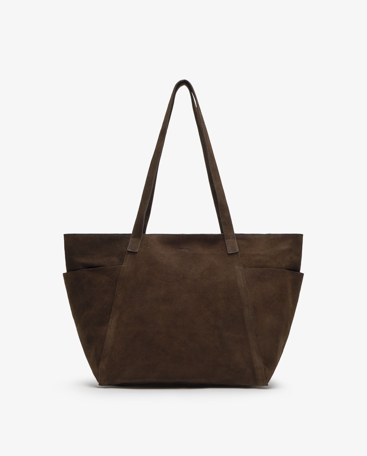 Bolso shopper de ante en color chocolate 1