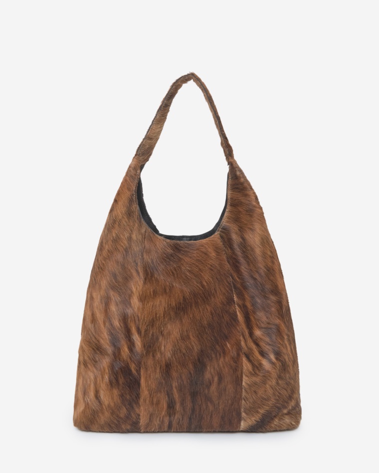 Bolso hobo de piel con pelo para mujer
