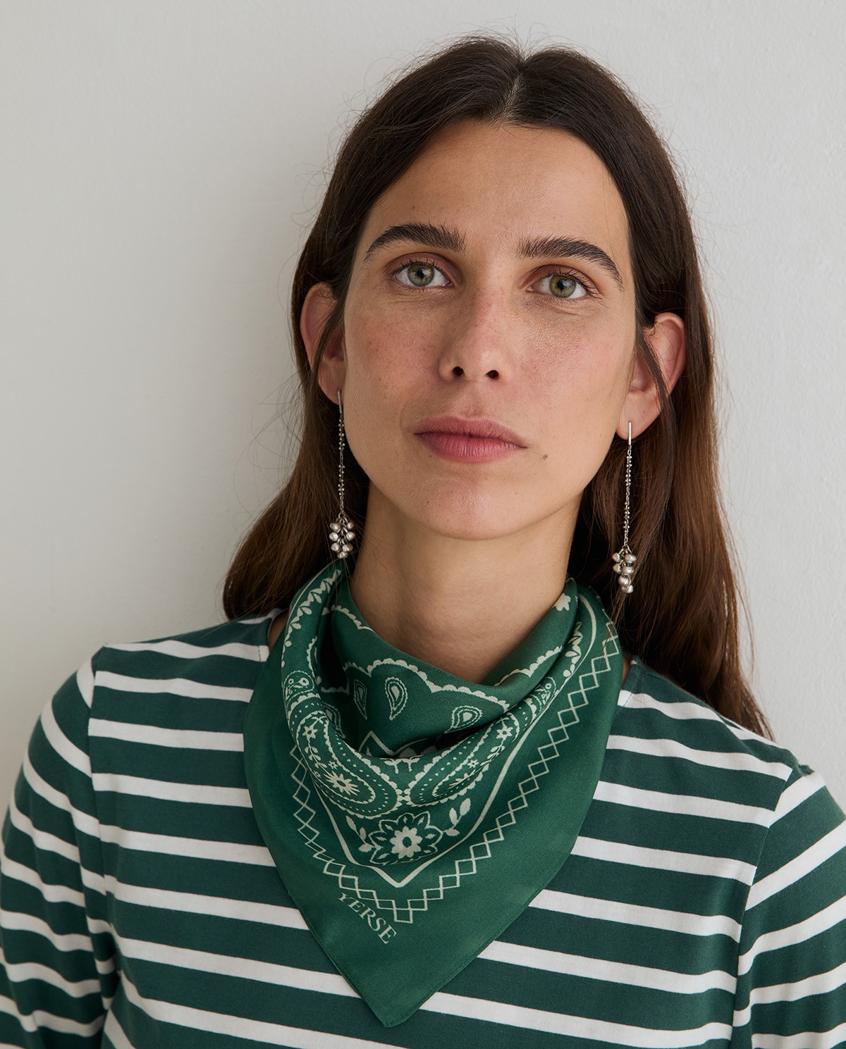 Pañuelo de seda bandana en color verde