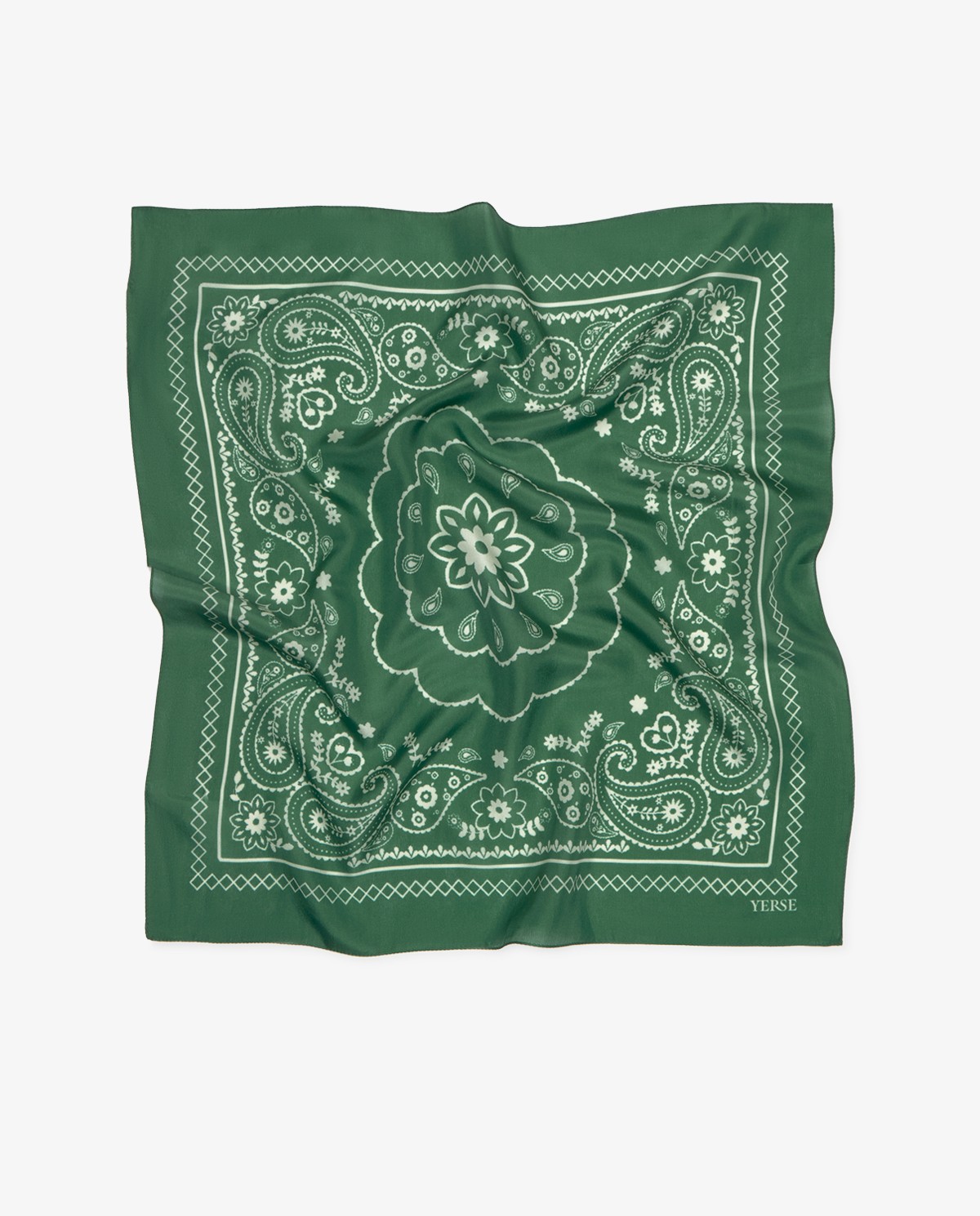 Pañuelo de seda bandana en color verde 3