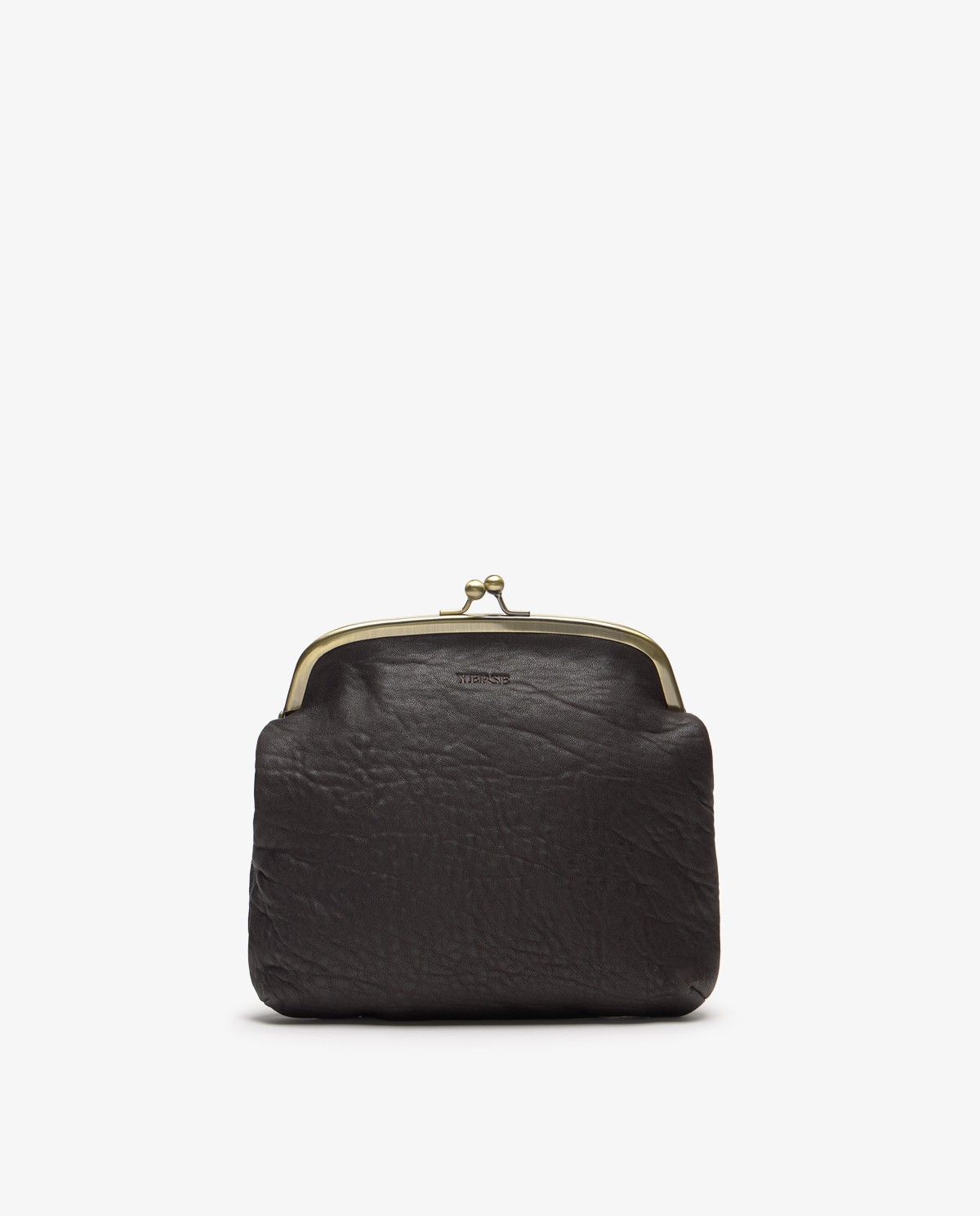Bolso de piel estilo vintage en color chocolate con cierre de boquilla metálica y asa larga. 2