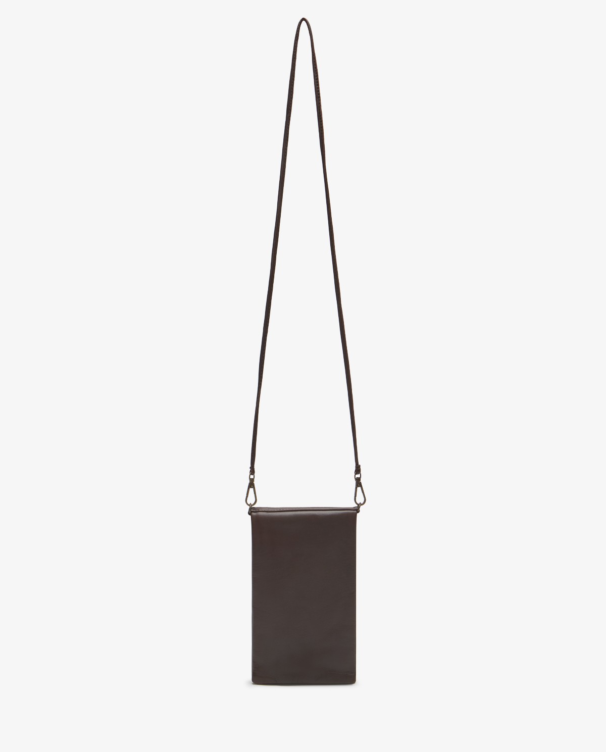 Leather phone pouch in chocolate 1