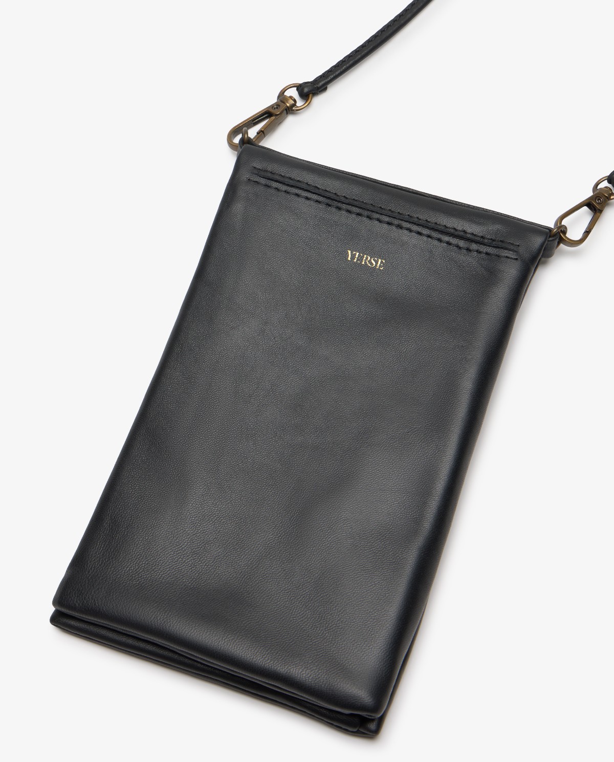 Leather phone pouch in black 2