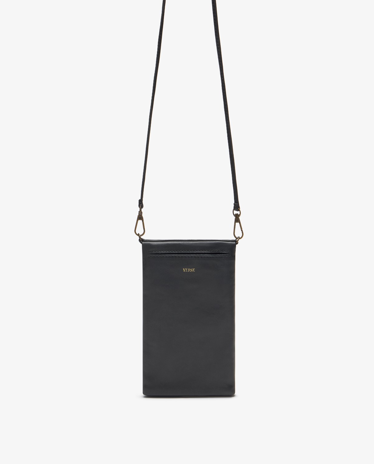 Leather phone pouch in black 3