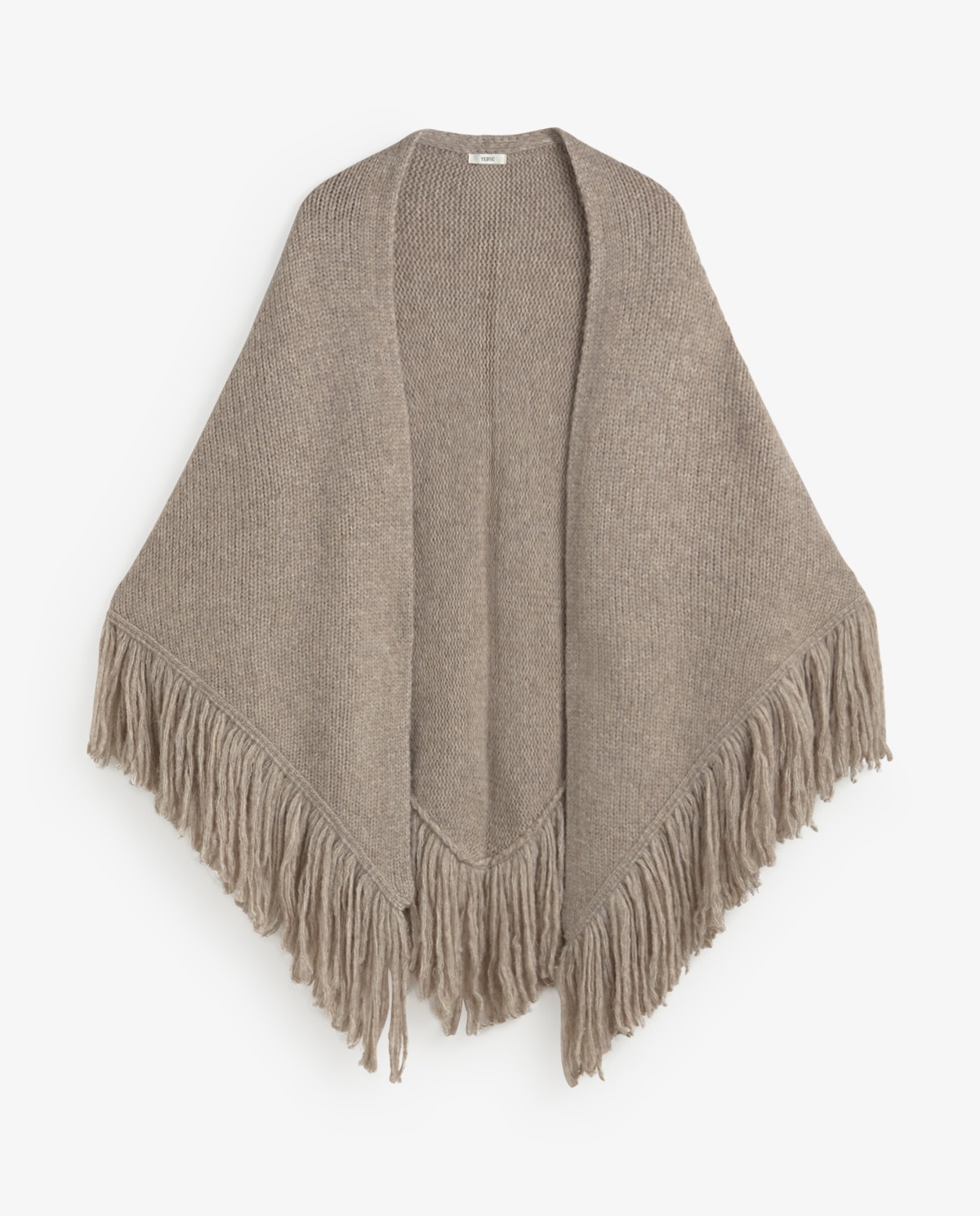 Châle en mélange de laine à franges camel
