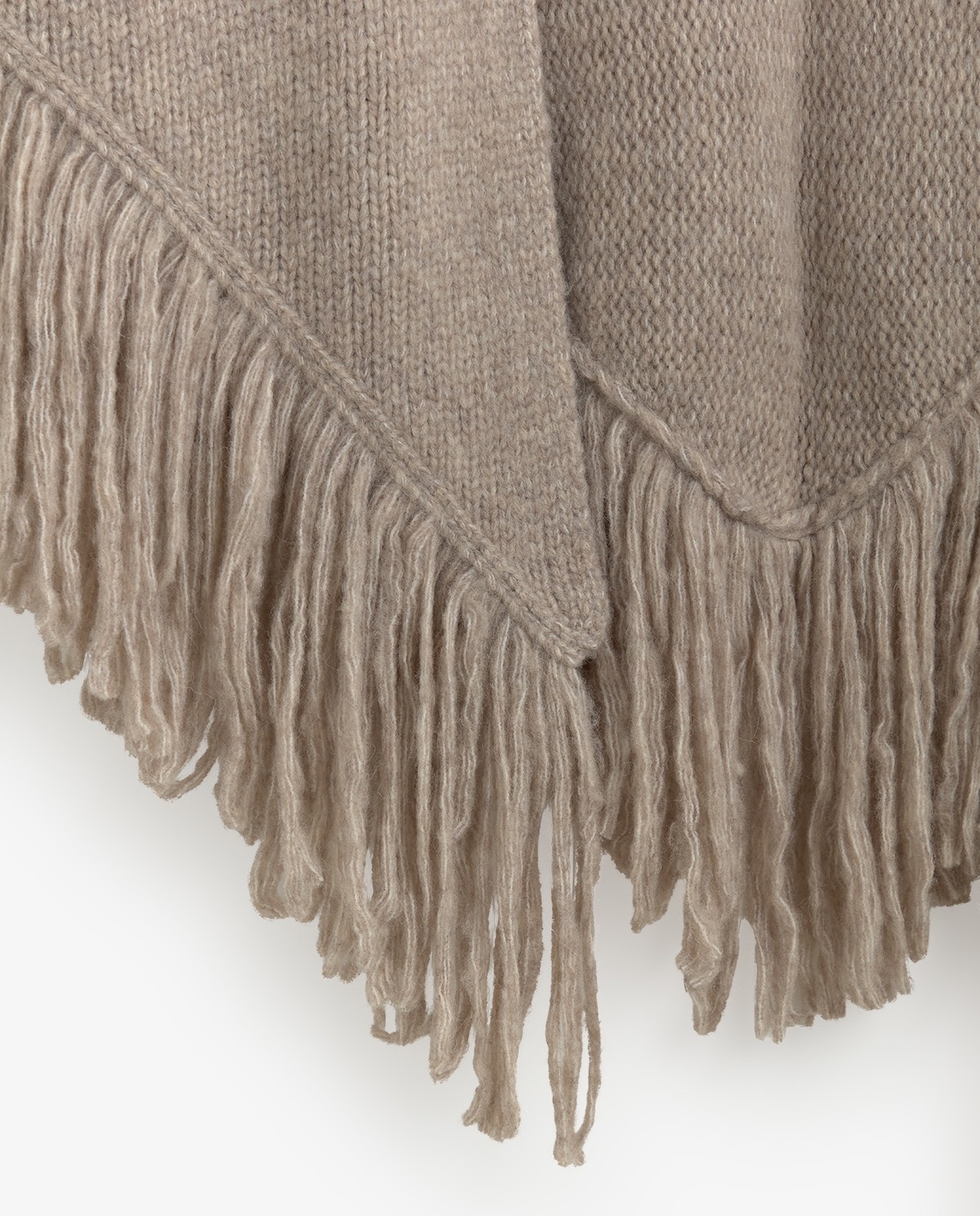 Châle en mélange de laine à franges camel 1