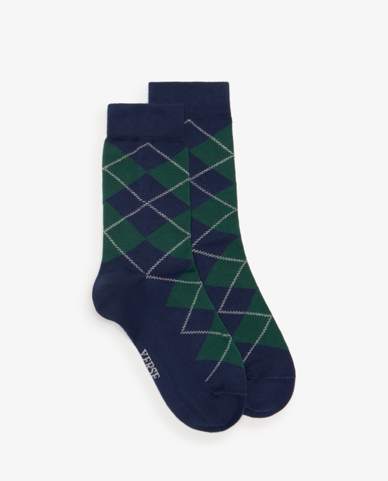 Calcetines de rombos en azul y verde