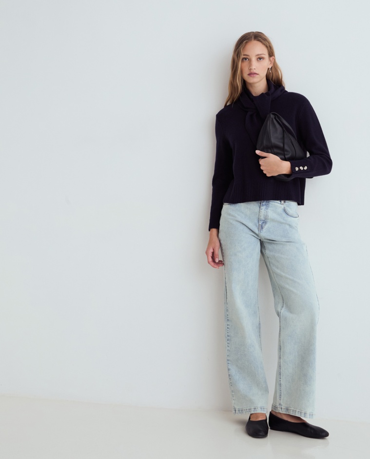 Wide straight jeans in light blue