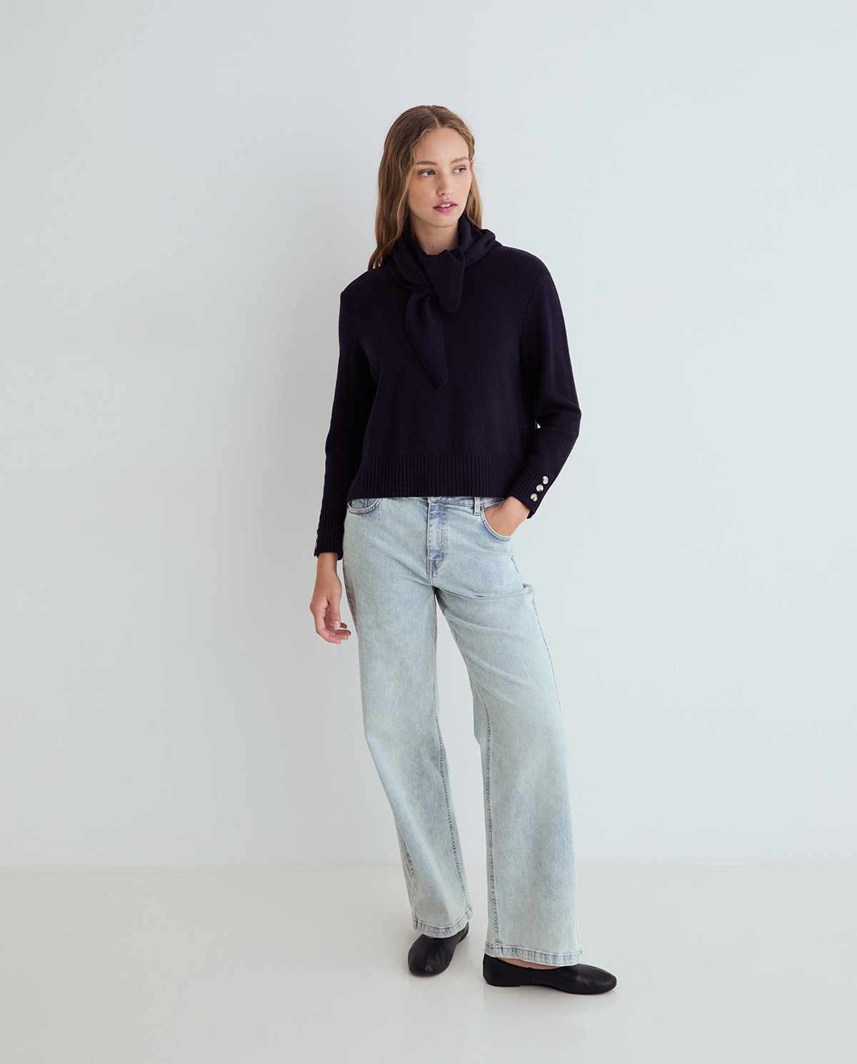 Jean droit large en bleu clair 3