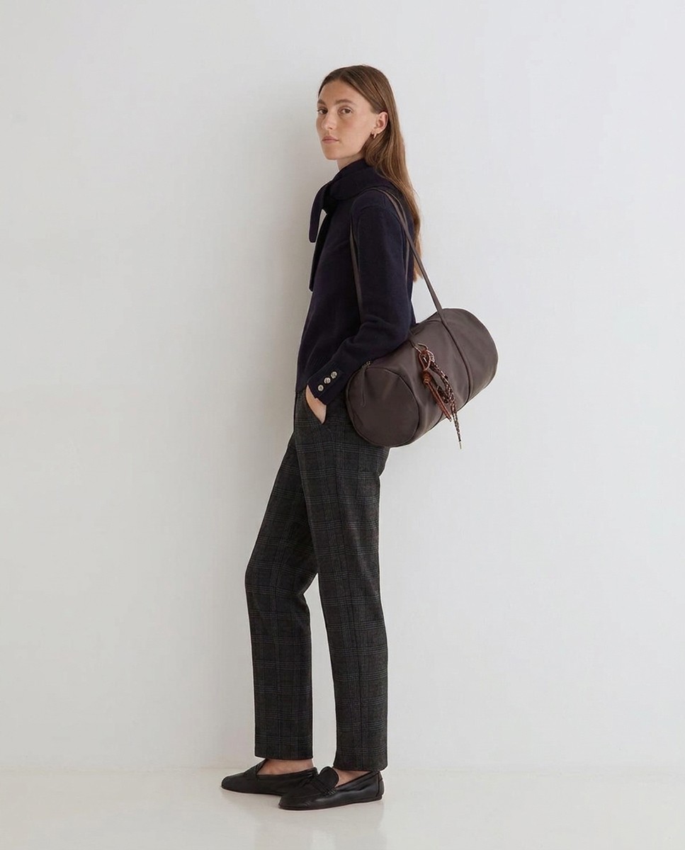 Pantalón recto de cuadros para mujer 1