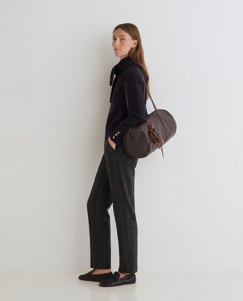 Pantalón recto de cuadros para mujer 1