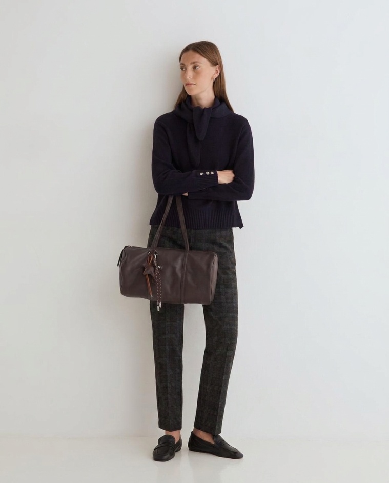 Pantalón recto de cuadros para mujer