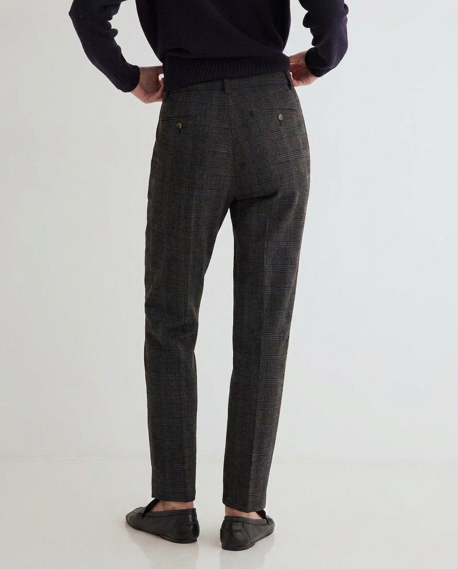 Pantalón recto de cuadros para mujer 4