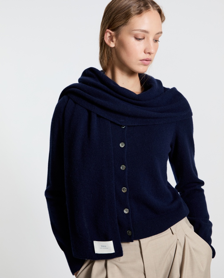 Bufanda de cashmere azul marino