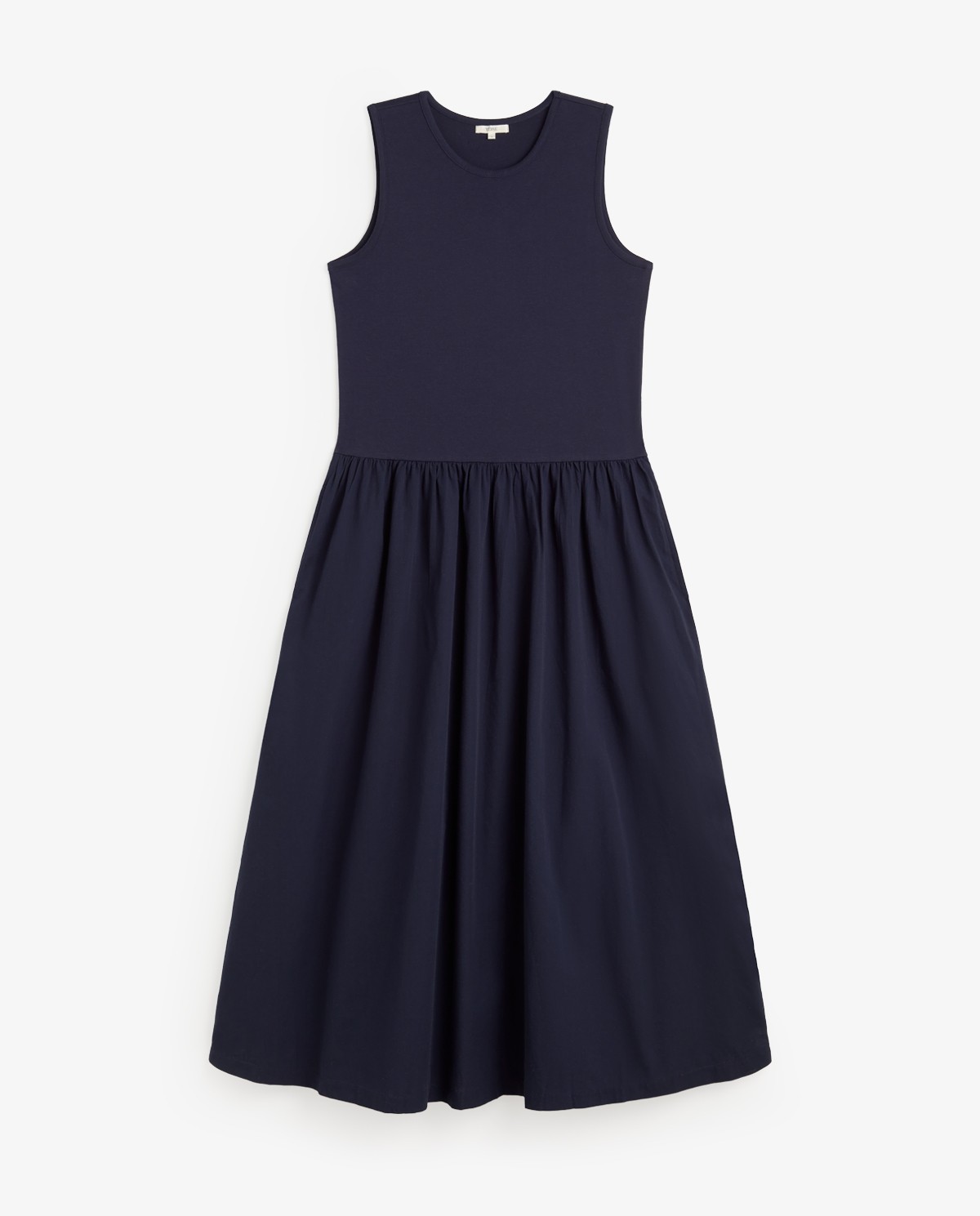 Vestido largo combinado en color azul oscuro 6