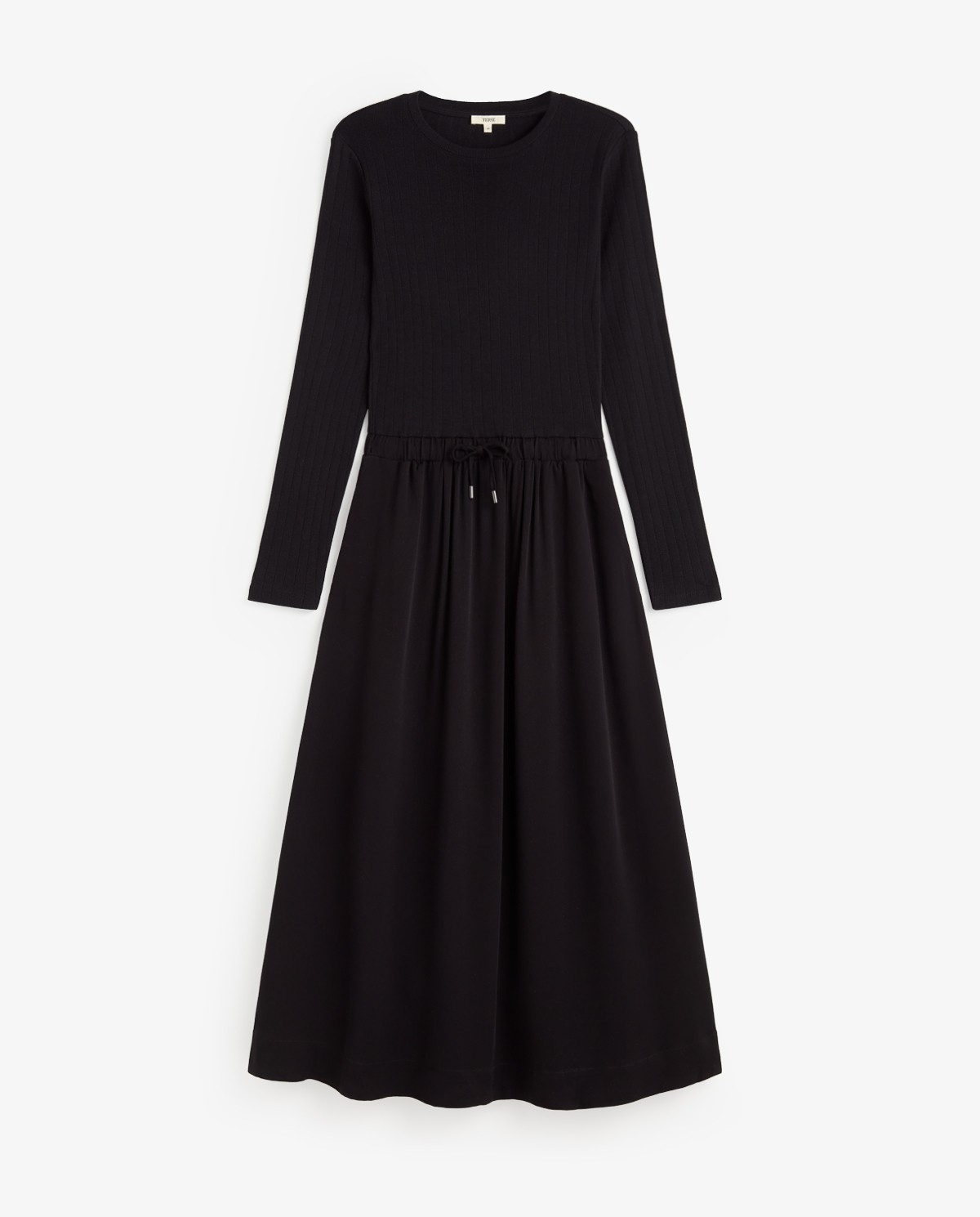 Vestido midi combinado negro para mujer 6