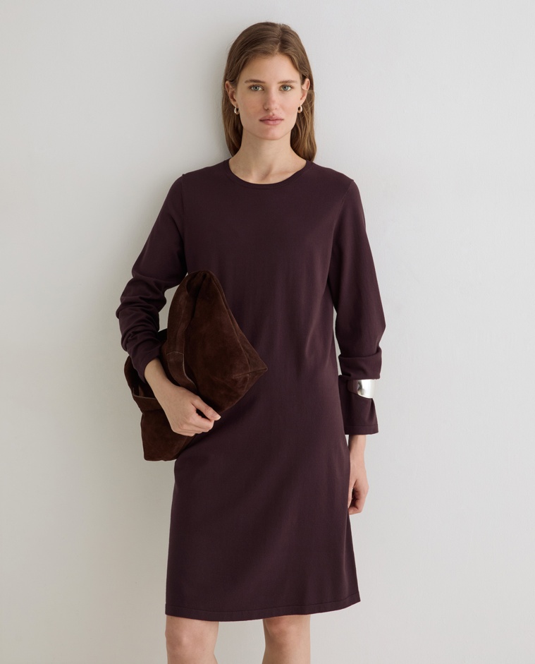 Vestido corto de punto berenjena para mujer