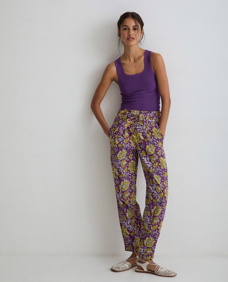 Pantalon en coton avec imprimé Purple