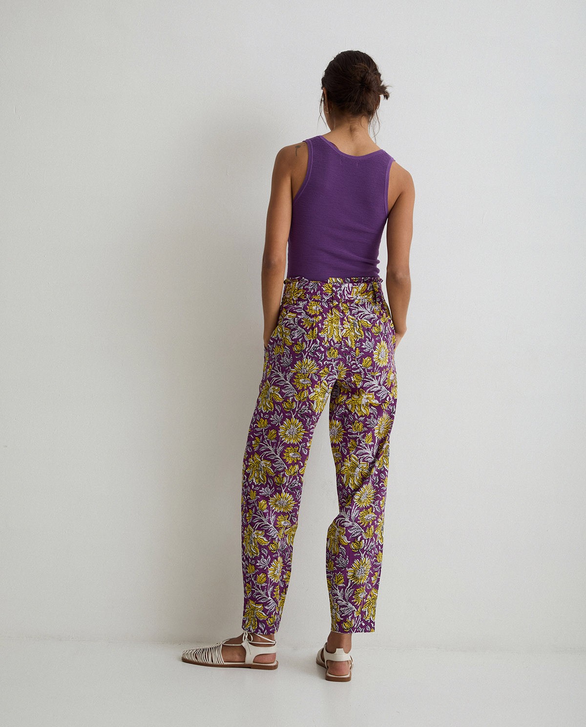 Print cotton trousers Purple 5