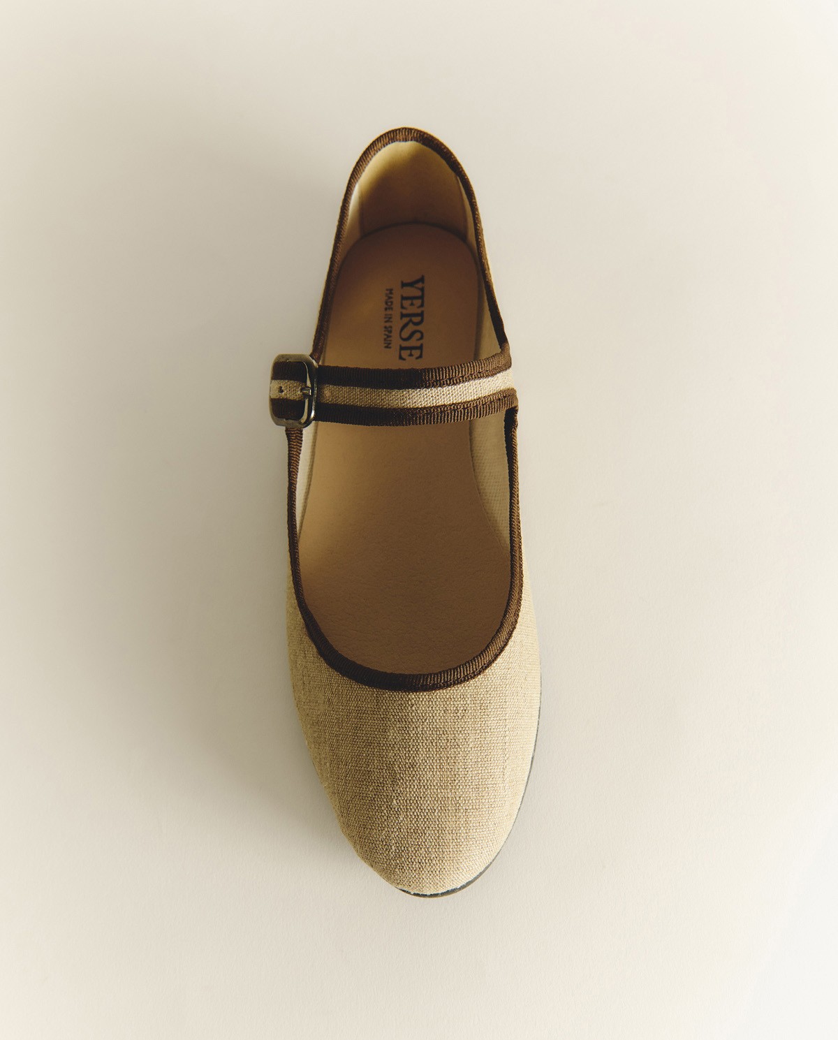 Linen ballerina flats with buckle|Yerse