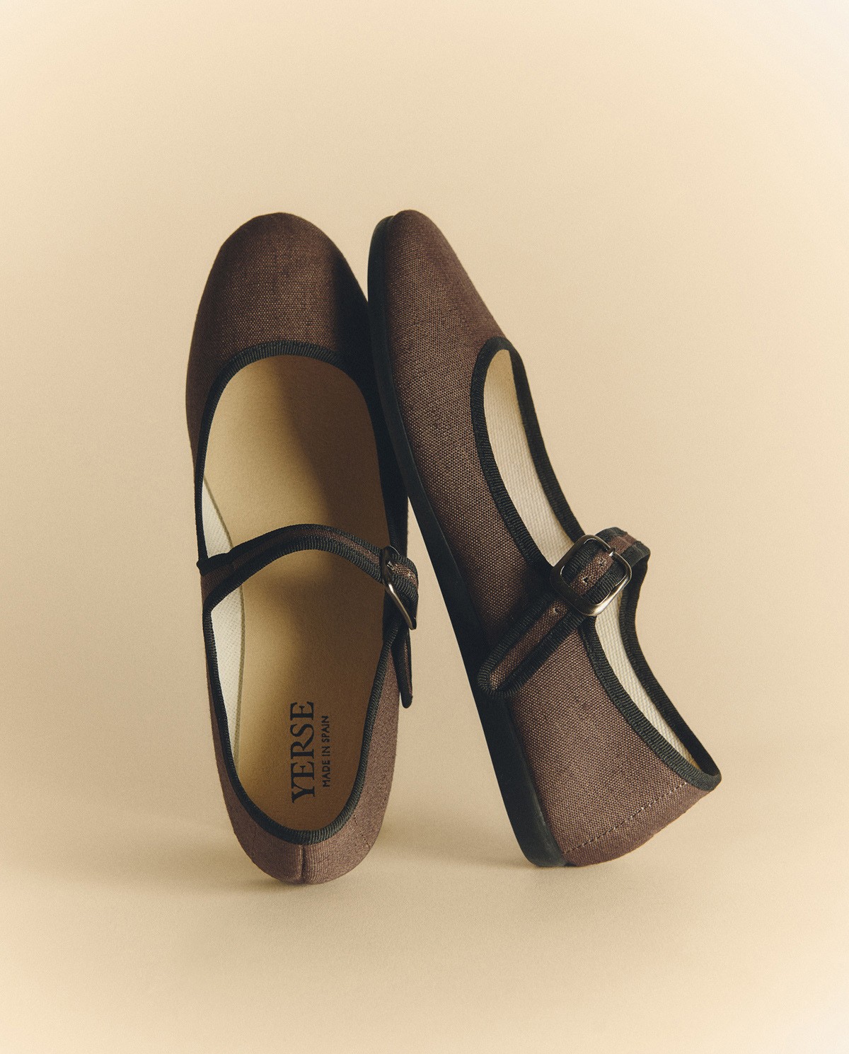 Linen ballerina flats with buckle|Yerse
