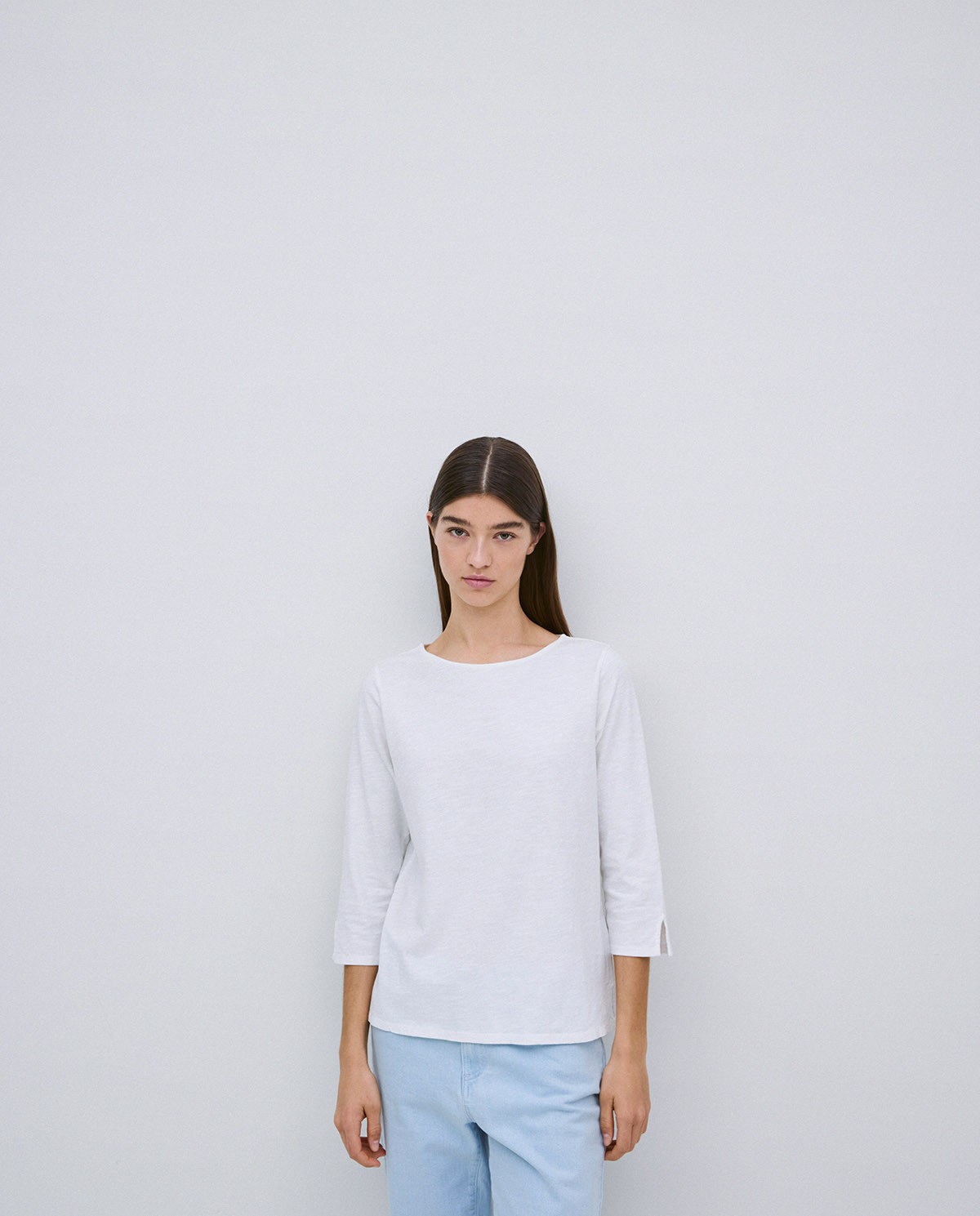 Camiseta 3/4 algodón flamé blanco 2