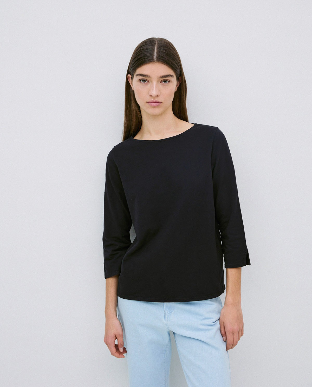 Camiseta 3/4 algodón flamé negro 3