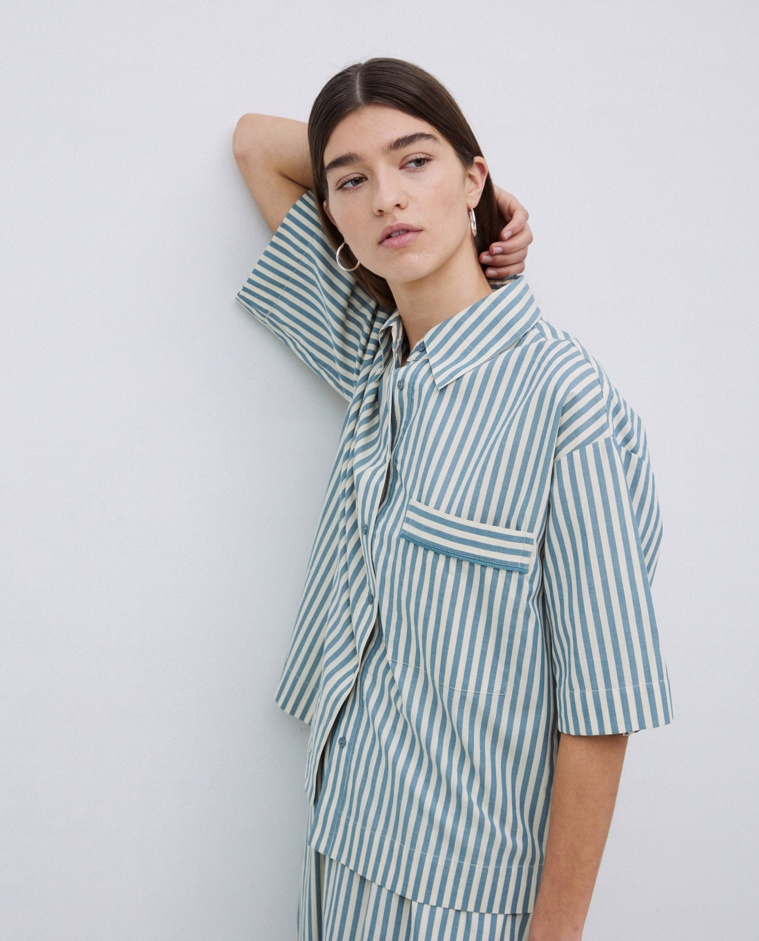 Camisa popelín ratlles verd