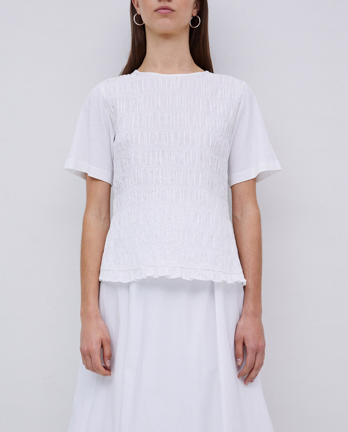 Camiseta detalle fruncidos blanco 3