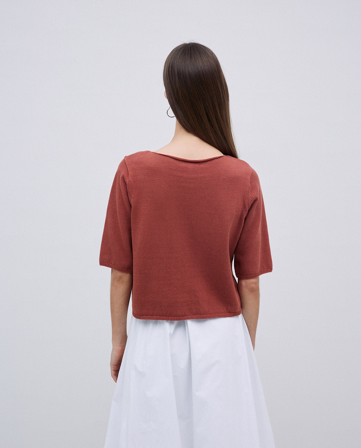 Cardigan manches courtes terracotta 3