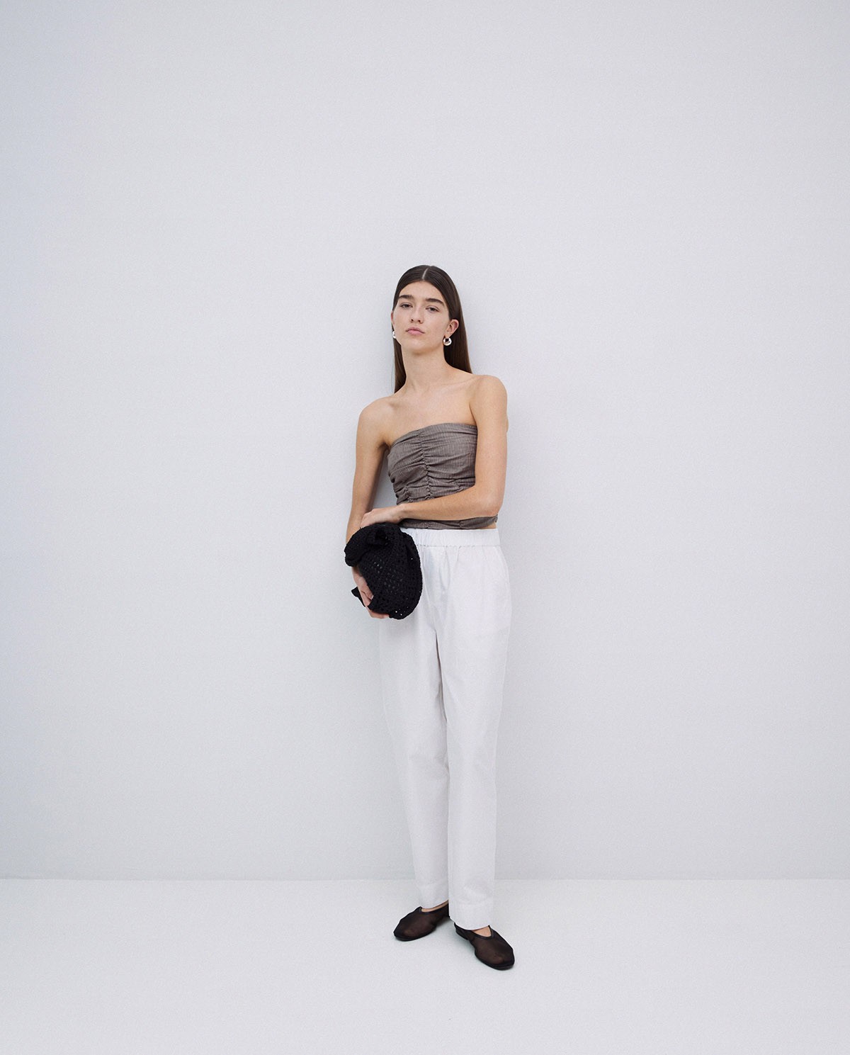 Top drapé épaules nues kaki 6