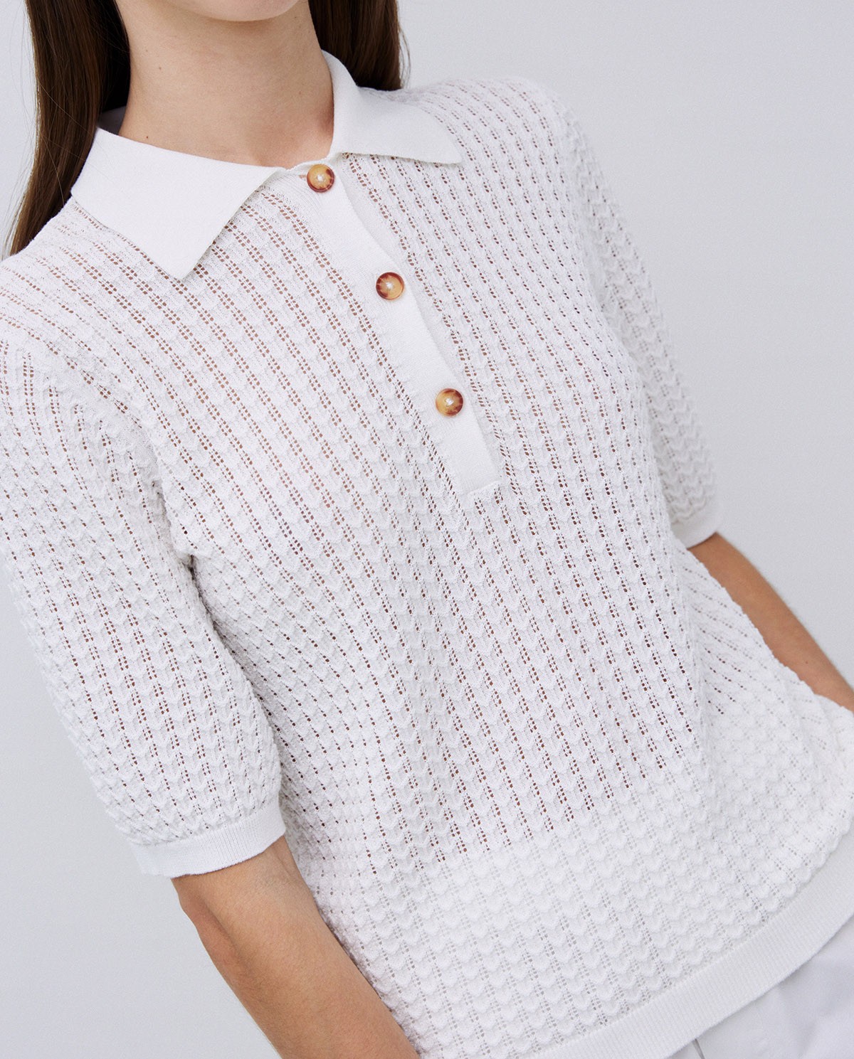 Jersey punto calado blanco 3