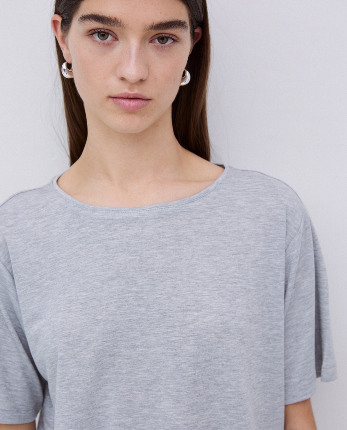 T-shirt ample en modal gris - T-shirt ample