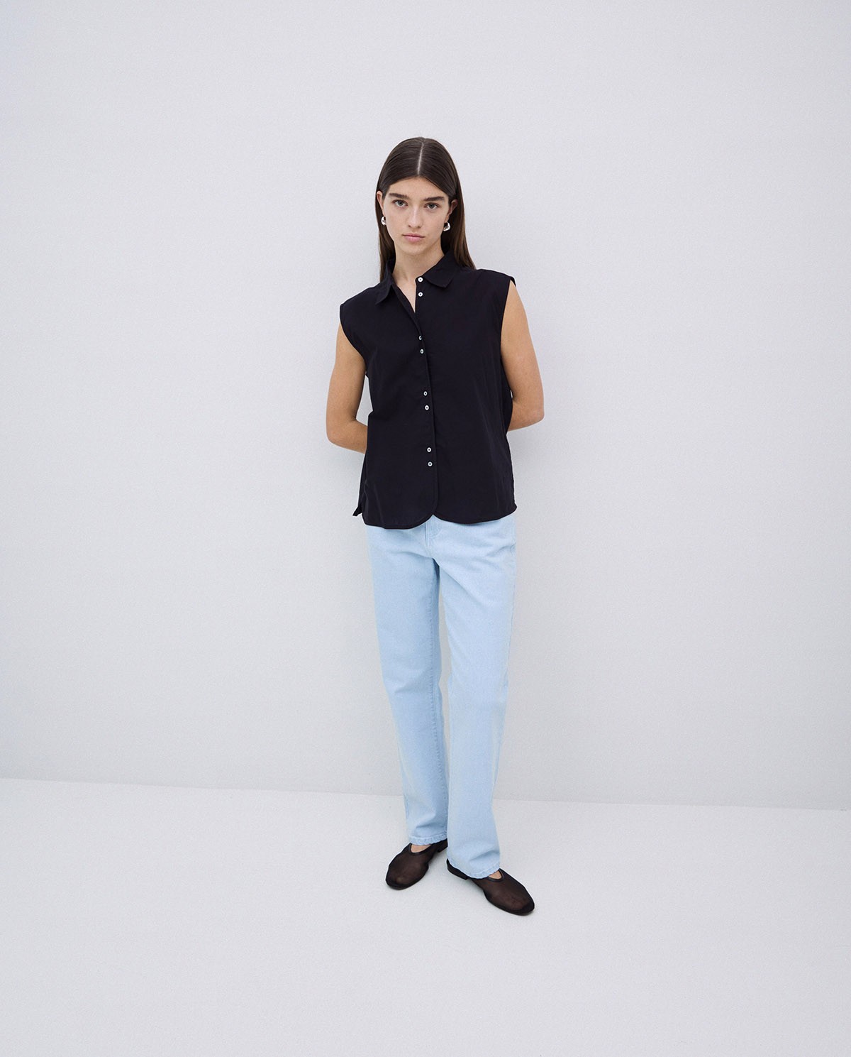 Chemise bi-matière voile noir 3