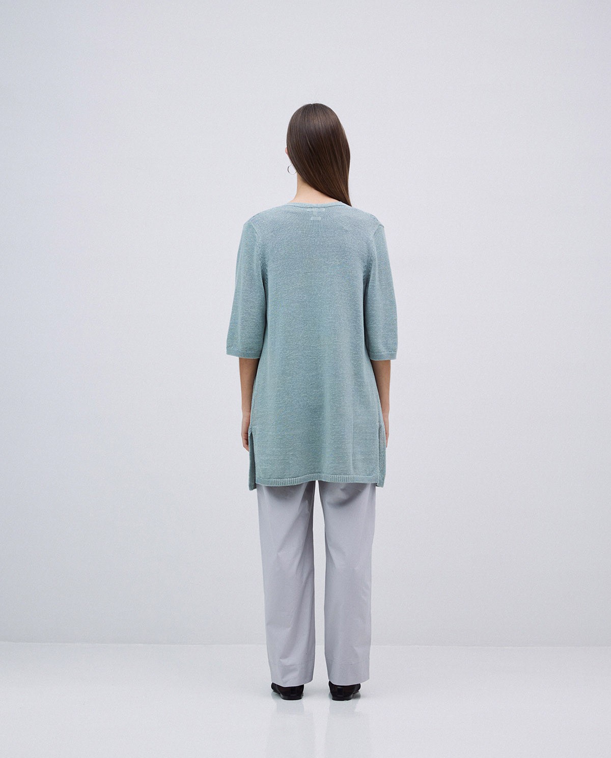 Cardigan long maille vert clair 5