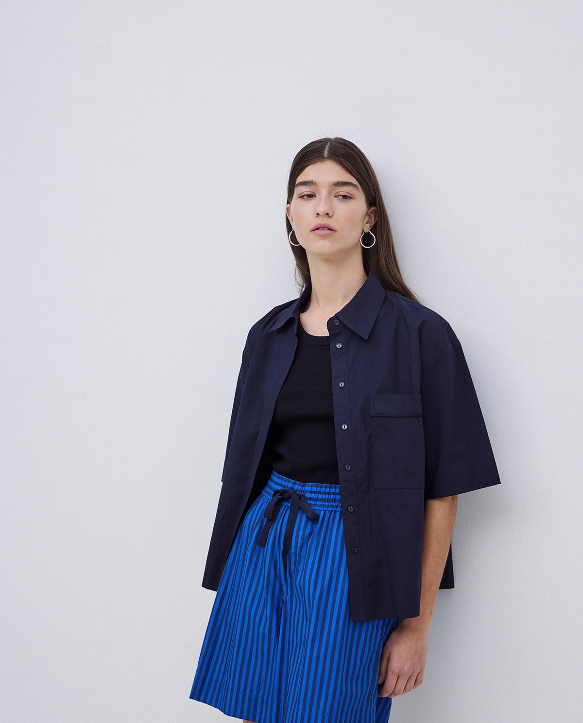 Short popelín rayas azul oscuro 1