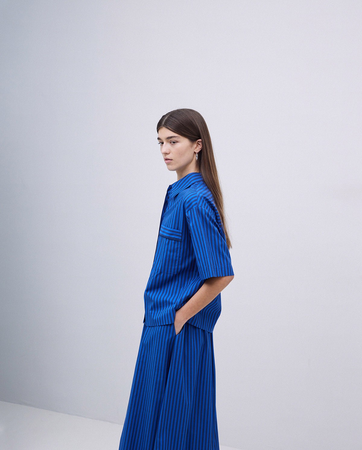Chemise en popeline à rayures bleu foncé 6