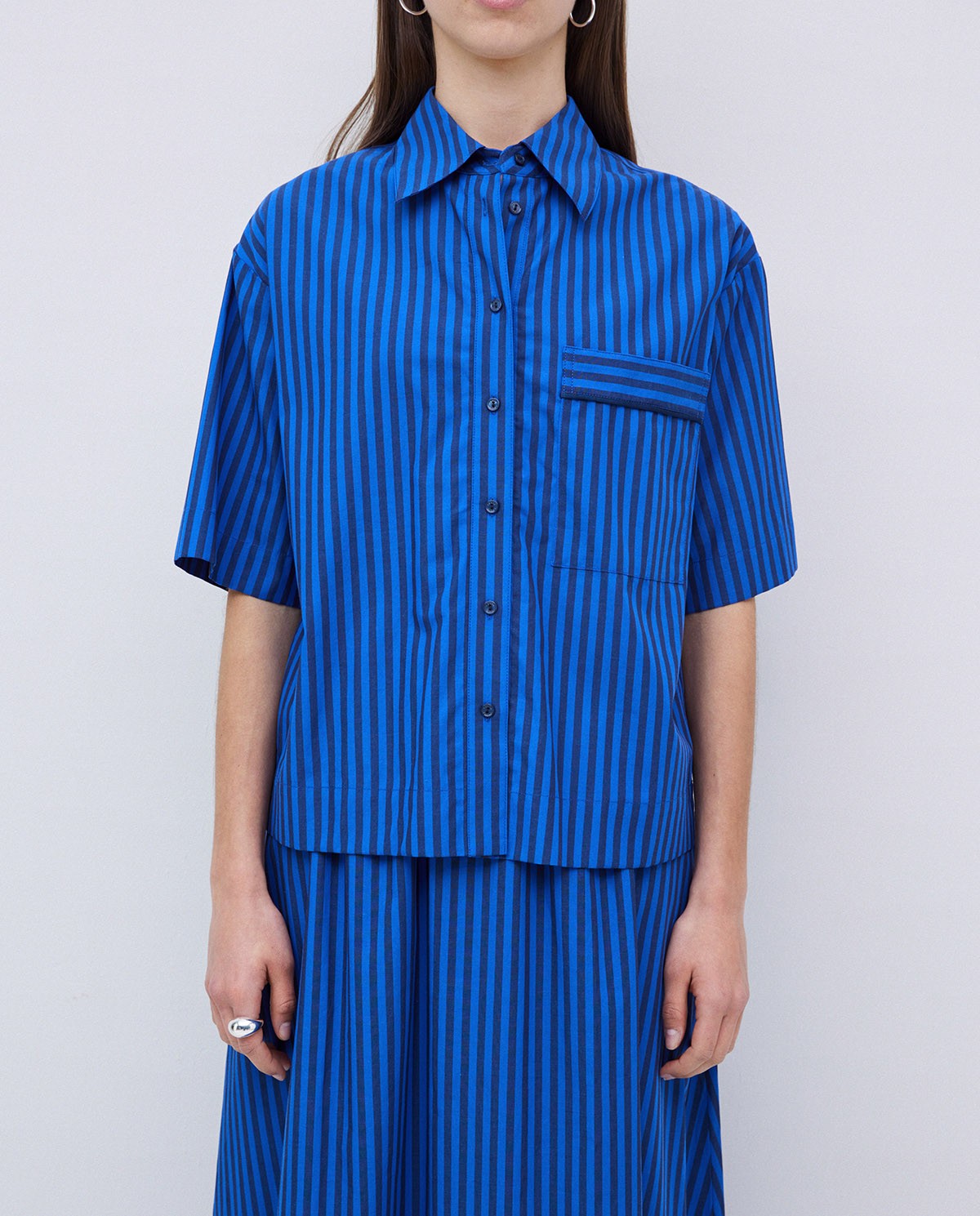 Chemise en popeline à rayures bleu foncé 3