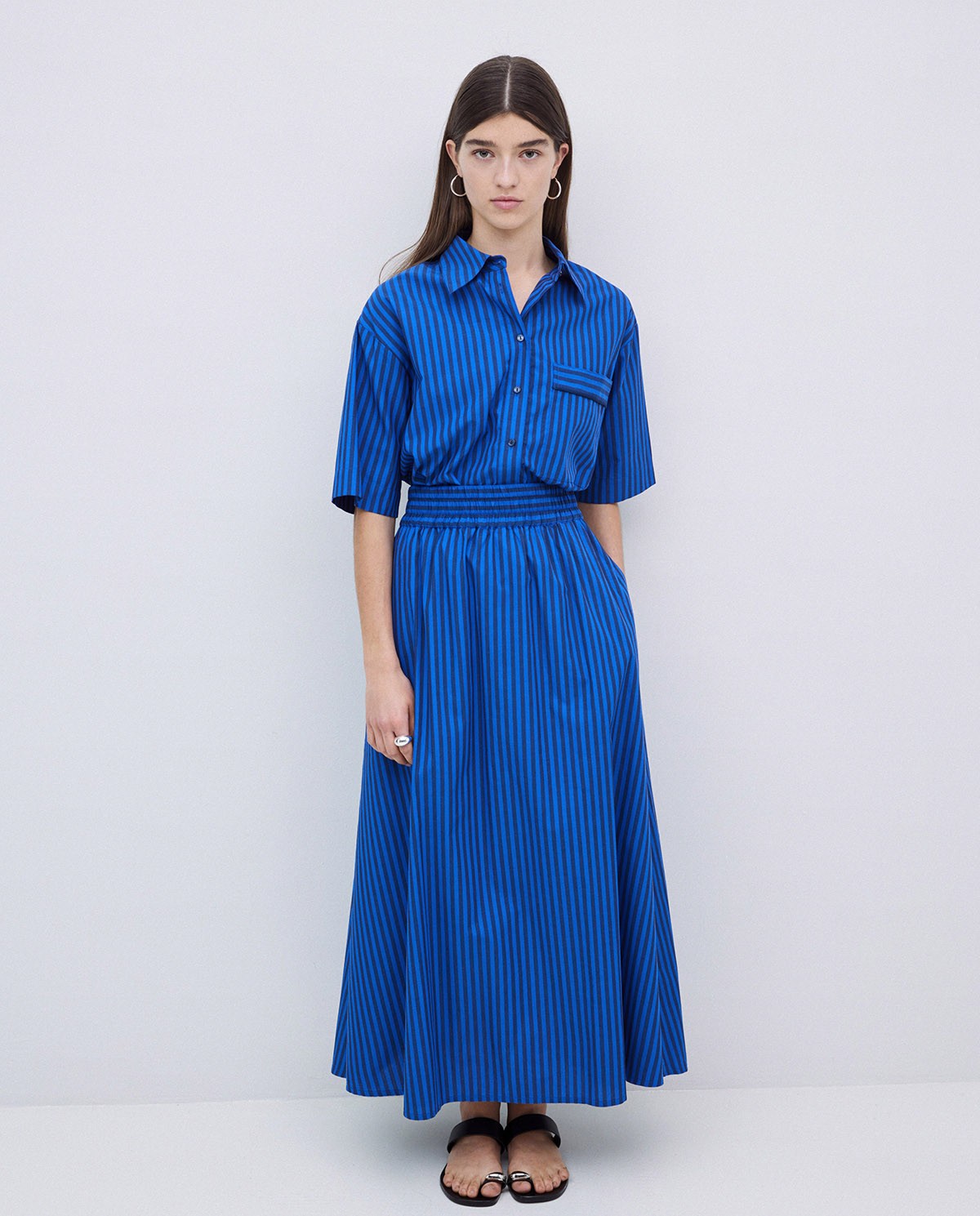 Falda midi rayas azul oscuro 3