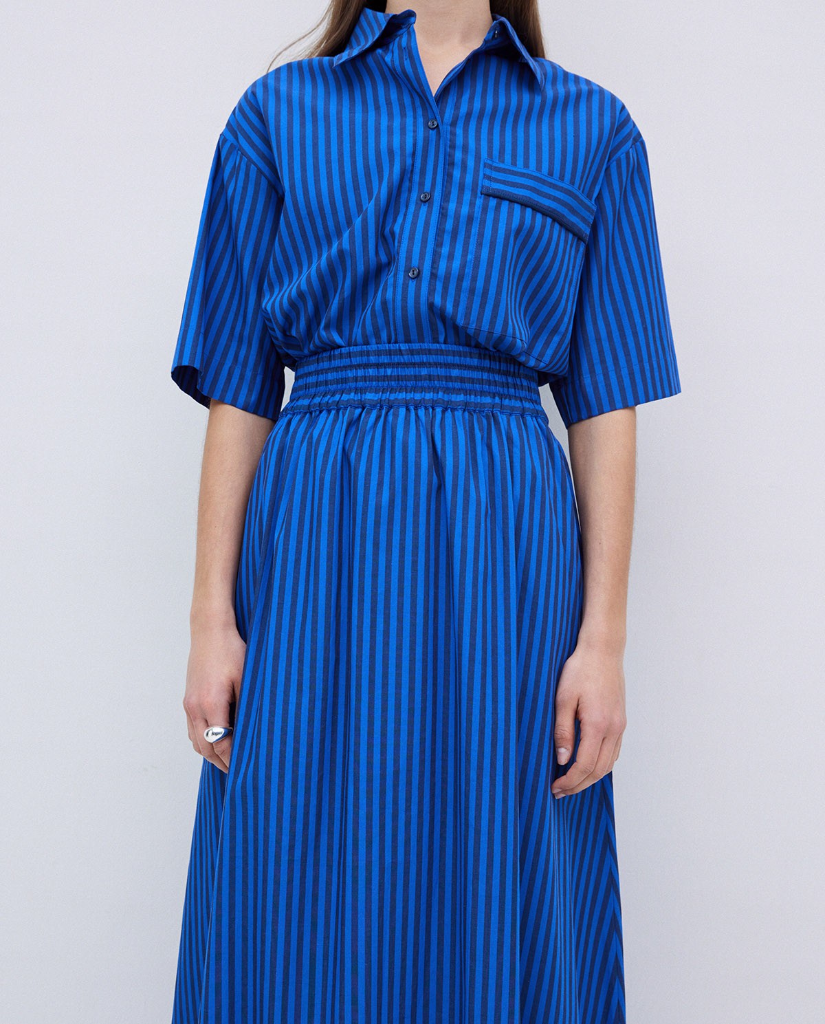 Falda midi rayas azul oscuro 4