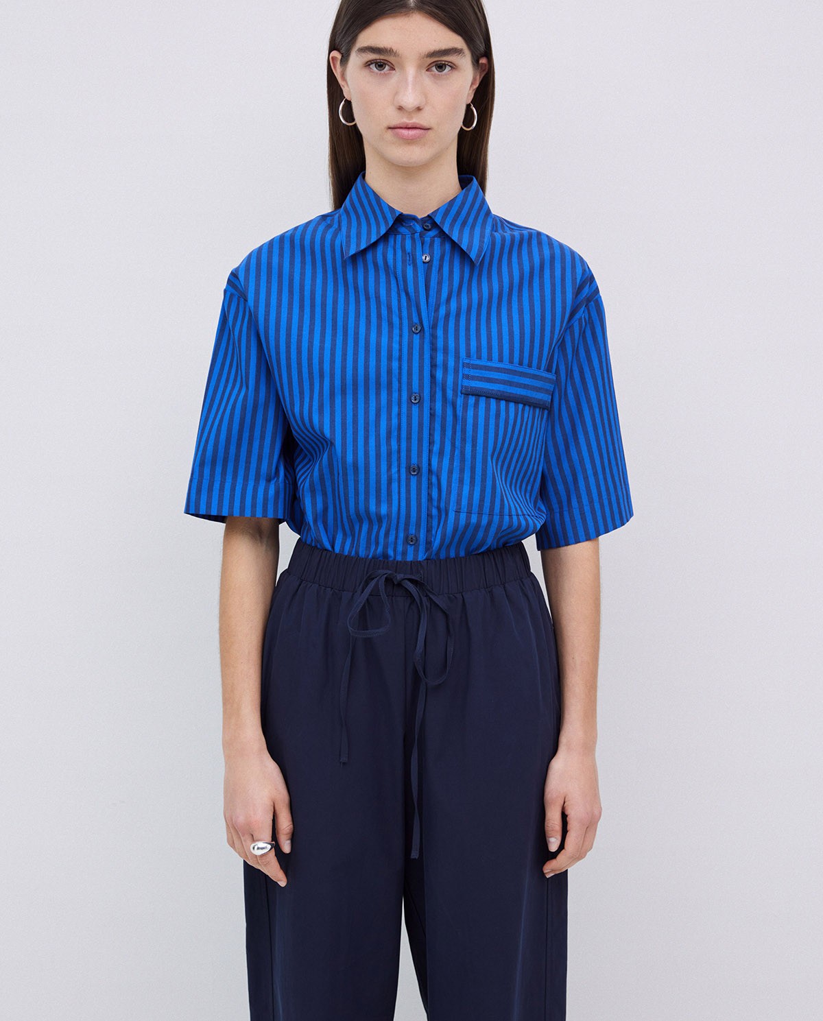 Pantalon balloon fit 100 % coton bleu foncé 5