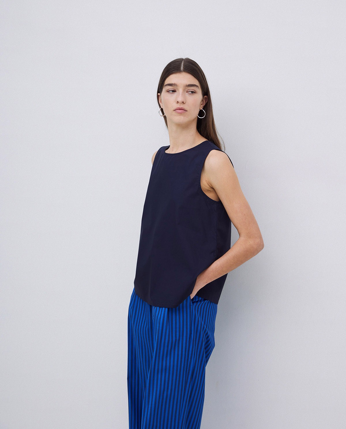 Top popelín azul oscuro 2