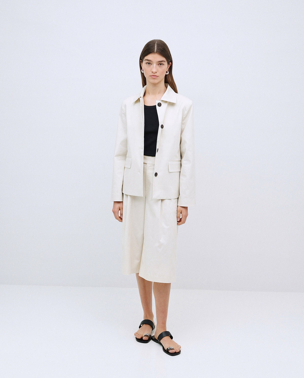 Veste tissu gabardine blanc cassé 5