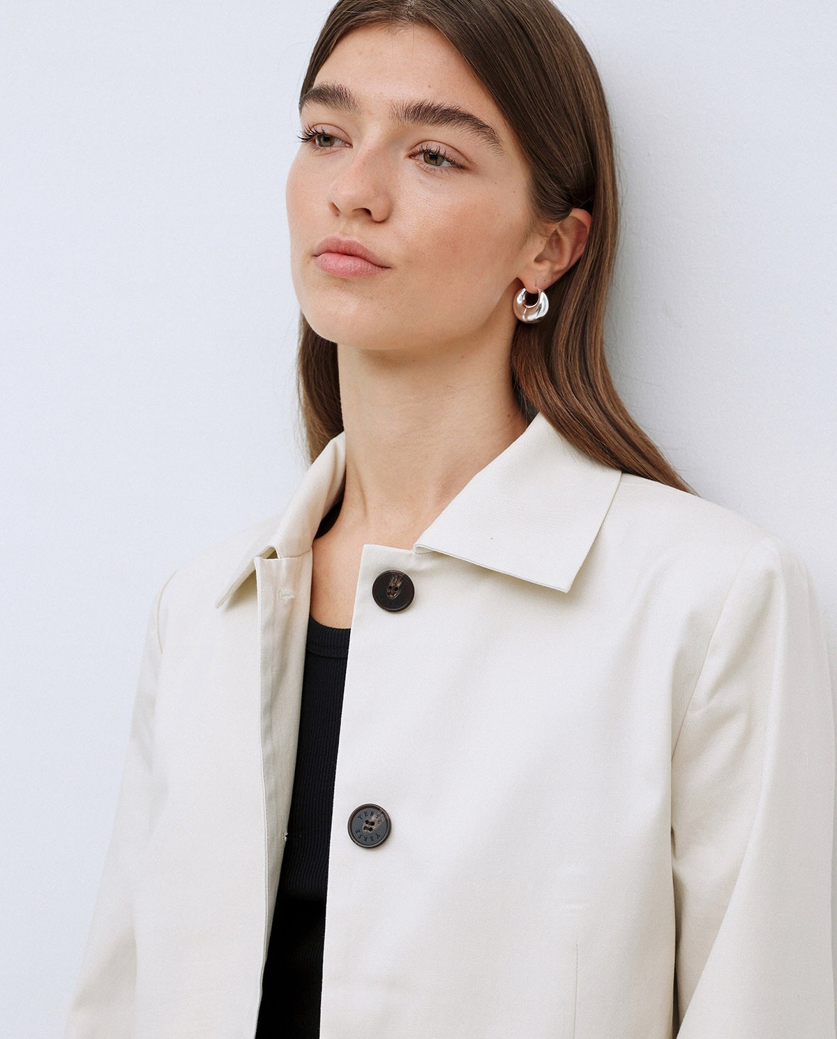 Veste tissu gabardine blanc cassé 1