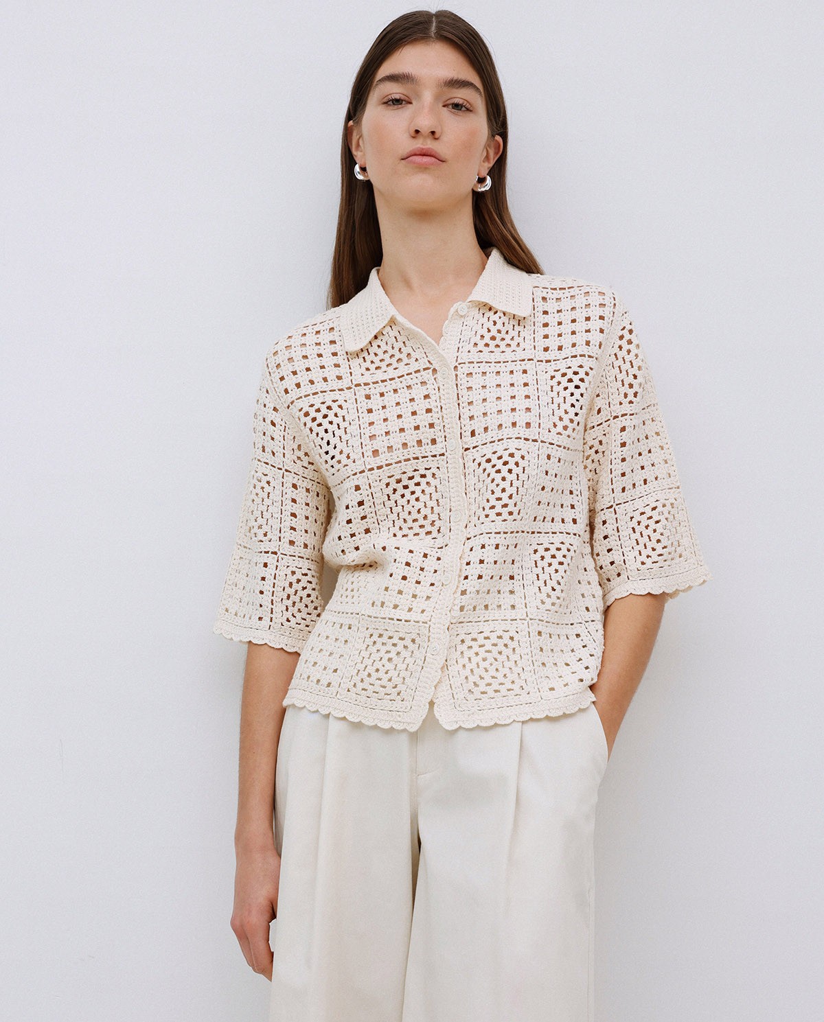 Cárdigan crochet crudo 2