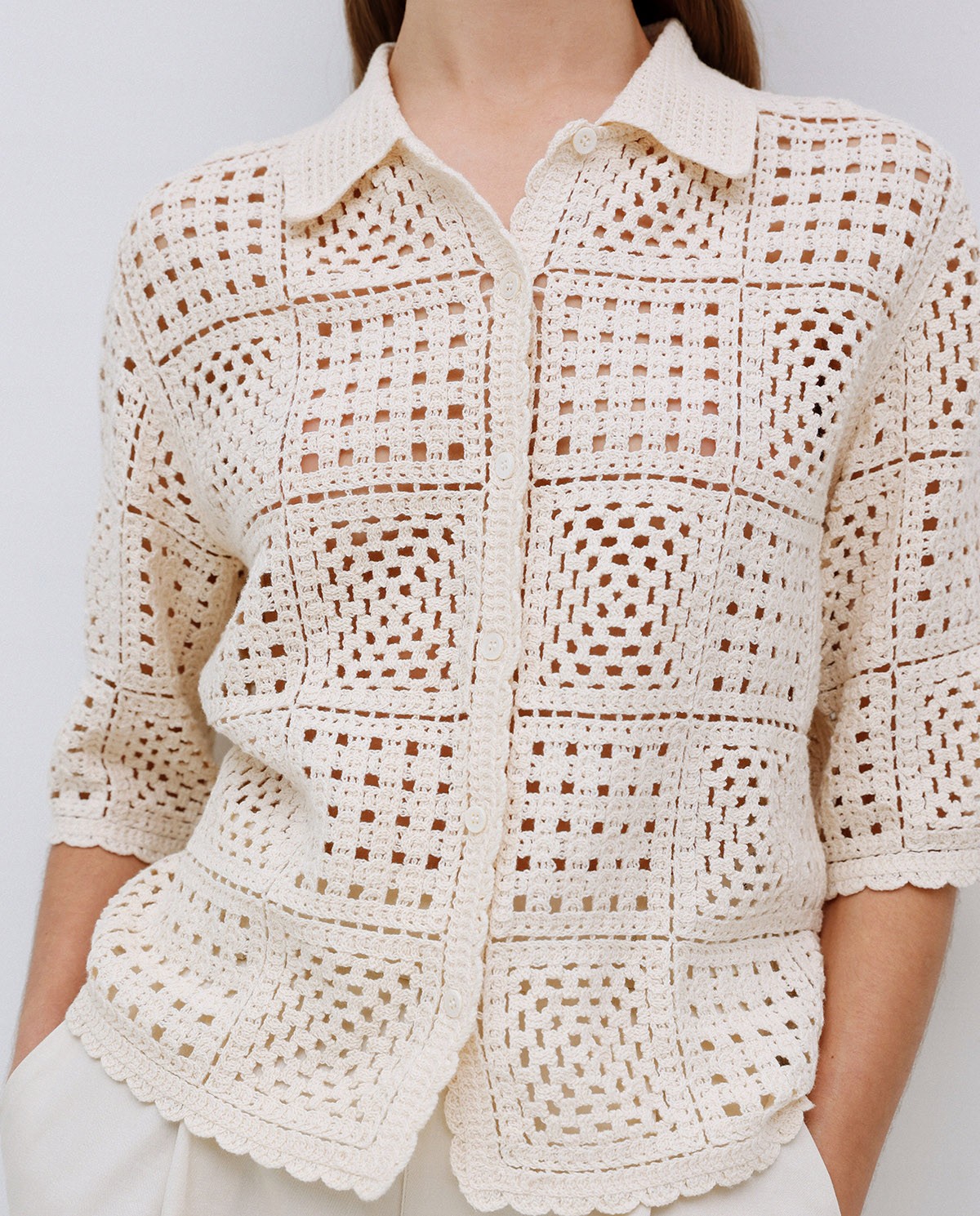 Cárdigan crochet crudo 3