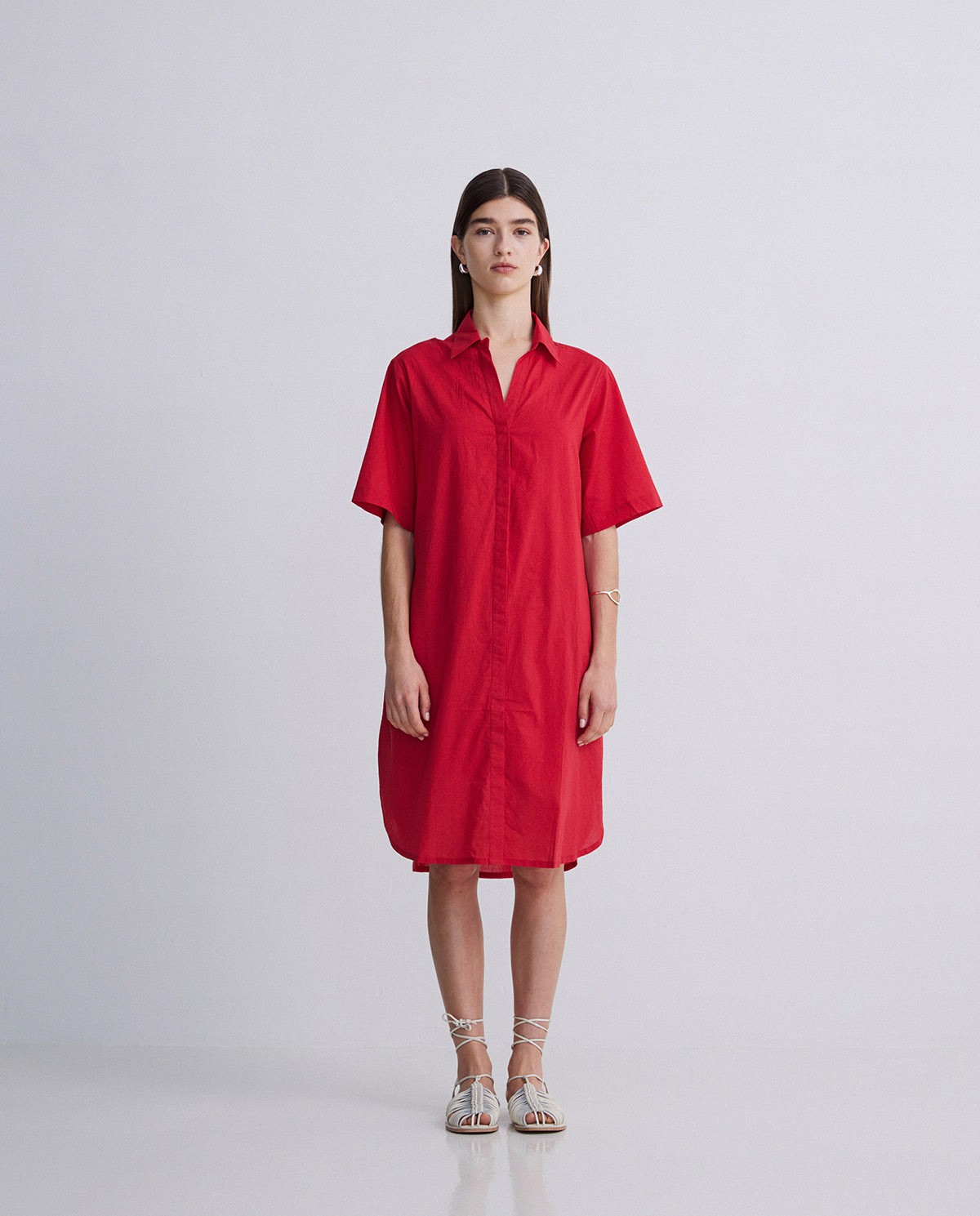 Vestido corto algodón rojo 