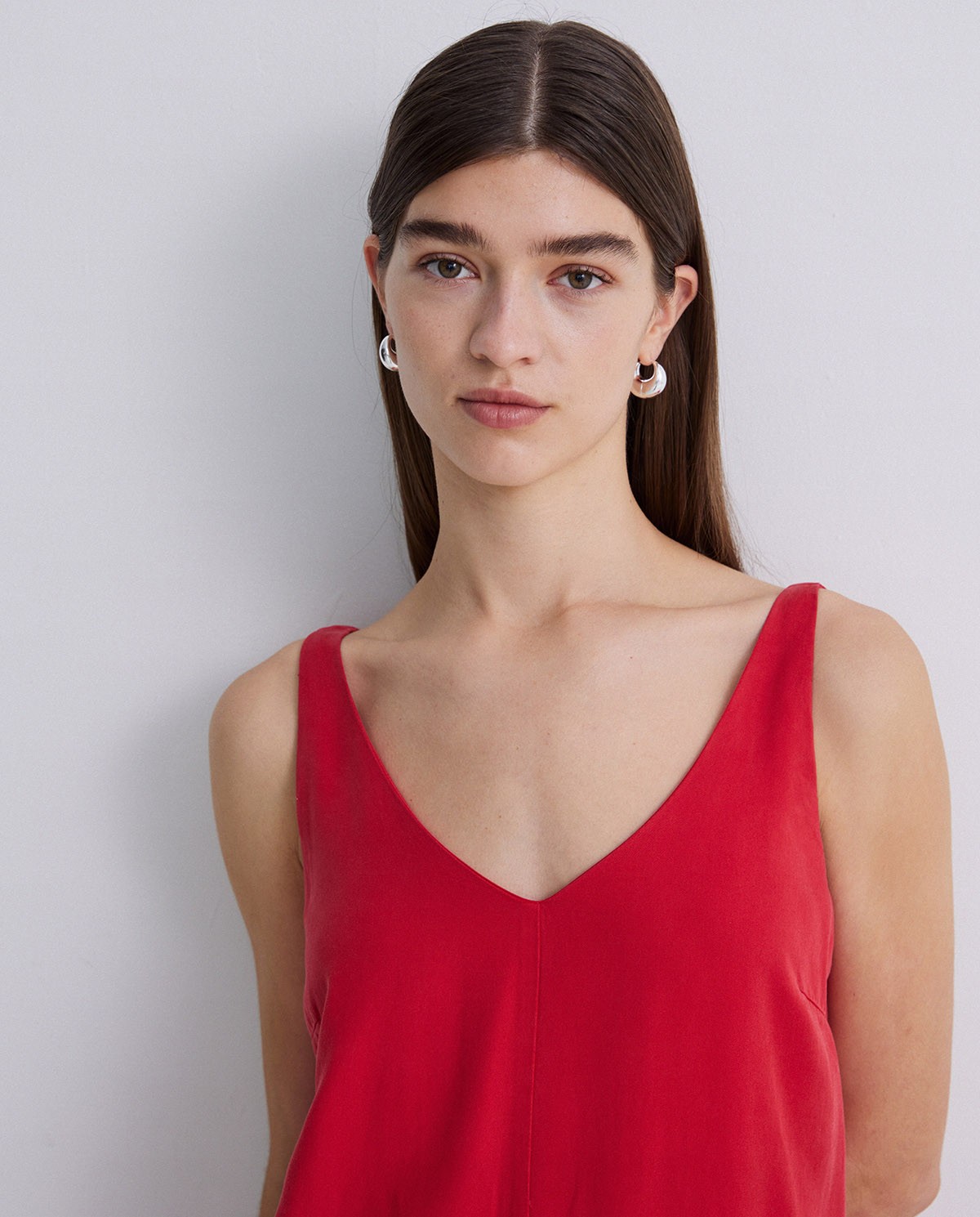 Robe sans manches en tencel rouge